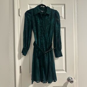Long sleeve dark green dress